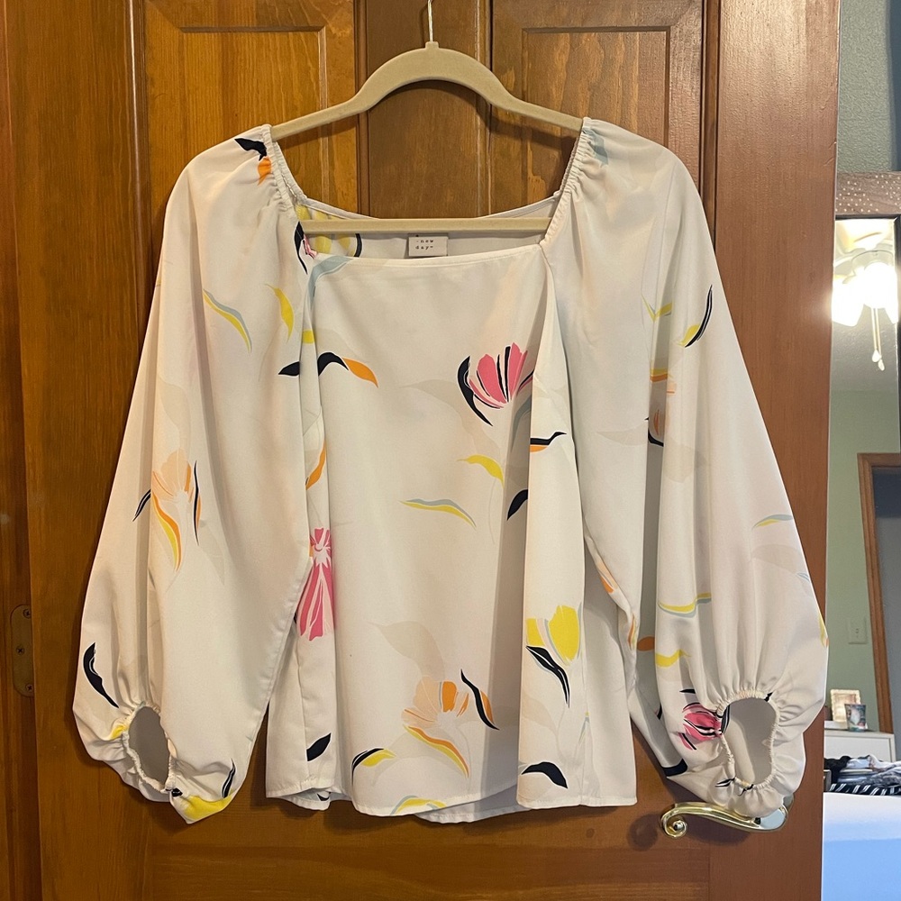 White Floral Blouse